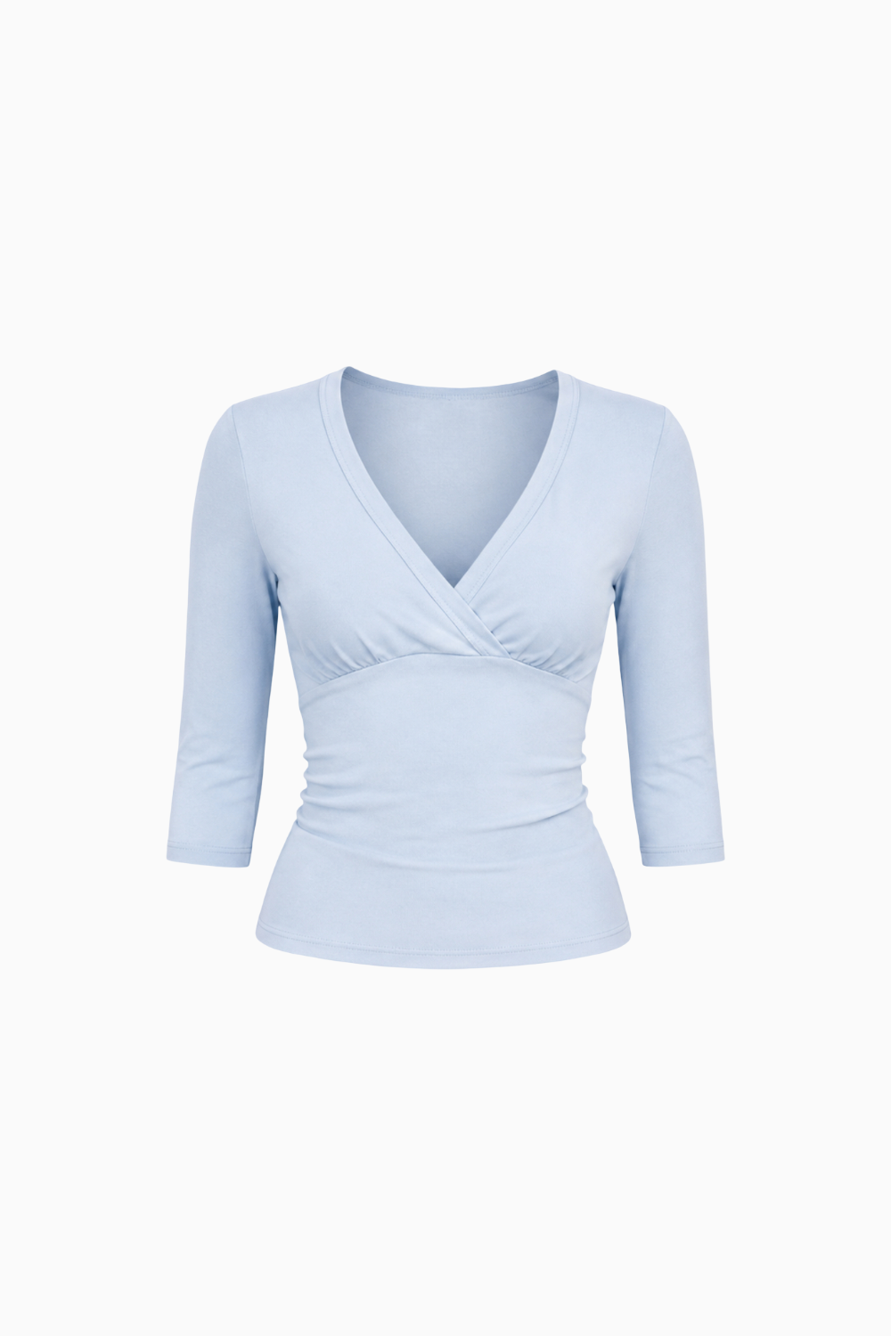 V-Neck Wrap-Front Three-Quarter Sleeve Top