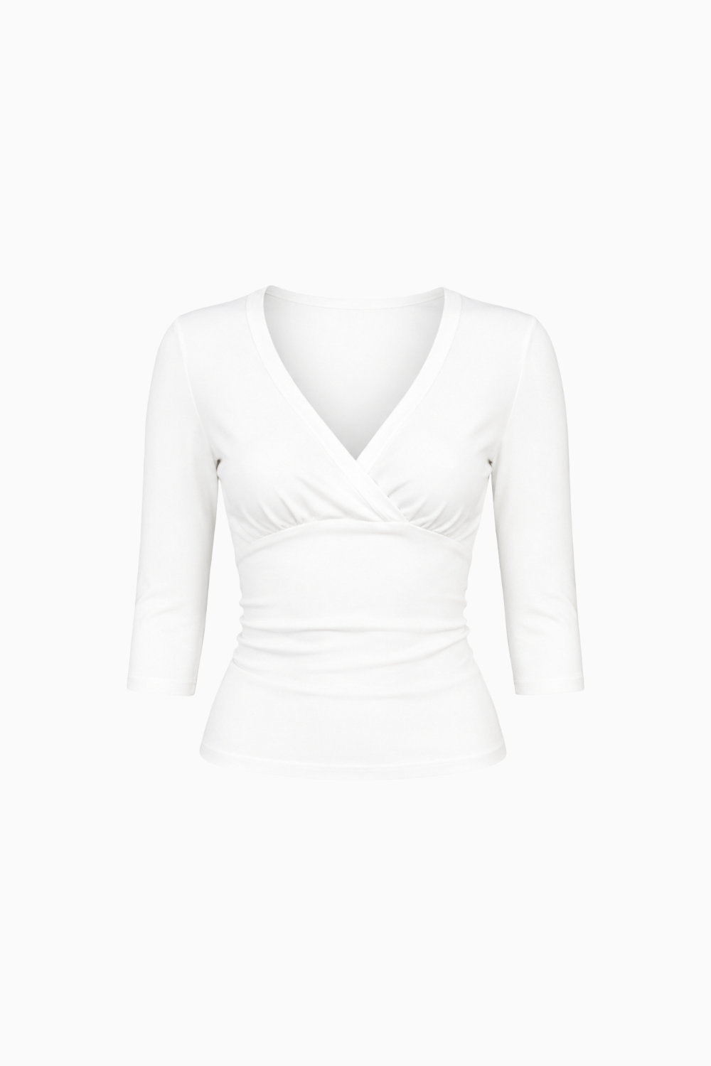 V-Neck Wrap-Front Three-Quarter Sleeve Top